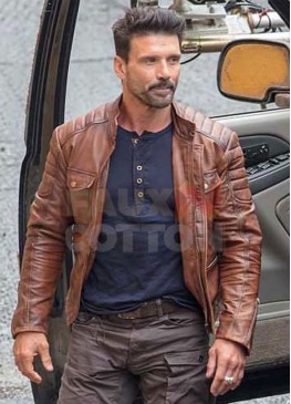 Frank Grillo Boss Level Roy Pulver Distressed Leather Jacket